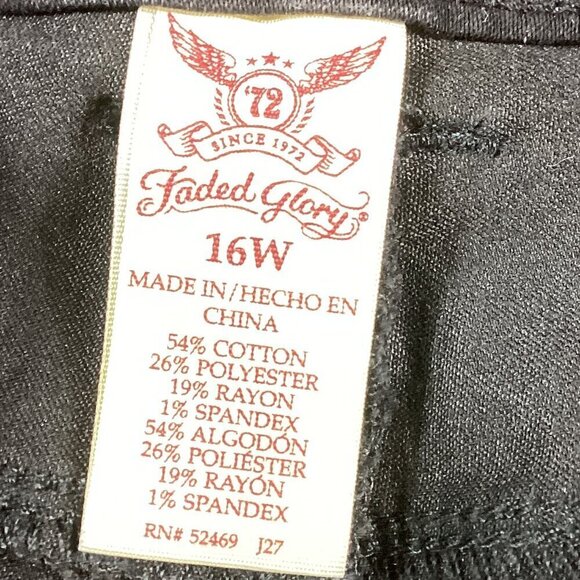 Faded Glory Jeans Plus Sz 16W Black Bootcut Stretch #94N - Picture 6 of 7
